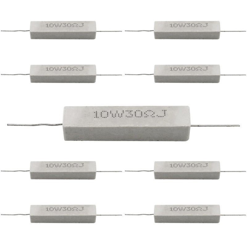 Dimlove Cement Resistor,10 PCS 10w 30 ohm 5% Axial Lead Wire Resistor White Wound Fixed Ceramic Cement Resistors Wirewound Cement Power Resistors Flame Heat Moisture Resistance Precharge Horizontal Resistors - Image 2